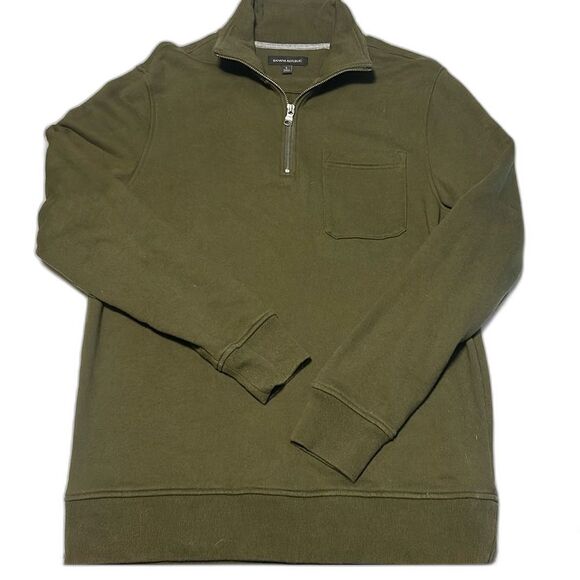 Banana republic Lux jersey half zip long sleeve olive green sweater XL - Picture 1 of 6